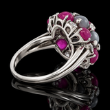 Estate Oscar Heyman Star Ruby & Star Sapphire Diamond Platinum Ring. All Weights Estimated.