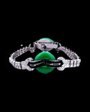 Estate Art Deco Jadeite Diamond Onyx Platinum Bracelet 15469