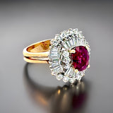 Estate 2.12 ct Fine Oval Ruby 1.90 cttw Diamond 18K Two-Tone Ring 15061