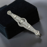 Art Deco Diamond Filigree White Gold Brooch