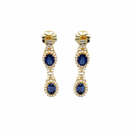 Bev 5.60 cttw Sapphire and Diamond Dangle Earrings 07987