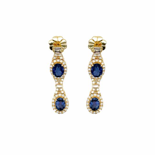 Beverly K Sapphire, Diamond and 14K Yellow Gold Dangle Earrings