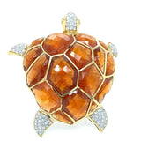 Estate Designer Kararis Diamond Tourmaline Turtle Pendant/Brooch 13396