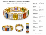 Modern 5.39cttw Multi Color Sapphire and Diamond 18Kt Yellow Gold Eternity Ring