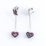 New Chopard D'Oreillles Happy Butterfly Collection Diamond & Ruby Dangle 18K White Gold Earrings MSRP $26060 14501