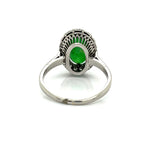 Estate Natural Jade Diamond Platinum Halo Ring 13123