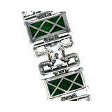 Authentic 1925 Art Deco 8.52 cttw Diamond Jadeite Black Enamel Platinum Bracelet 15289