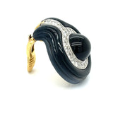 Estate Onyx and Diamond 18K Yellow Gold Earrings 03118