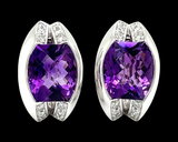 New Designer Rina Limor 17.07 ct Amethyst .58 cttw Diamond Earrings 13766