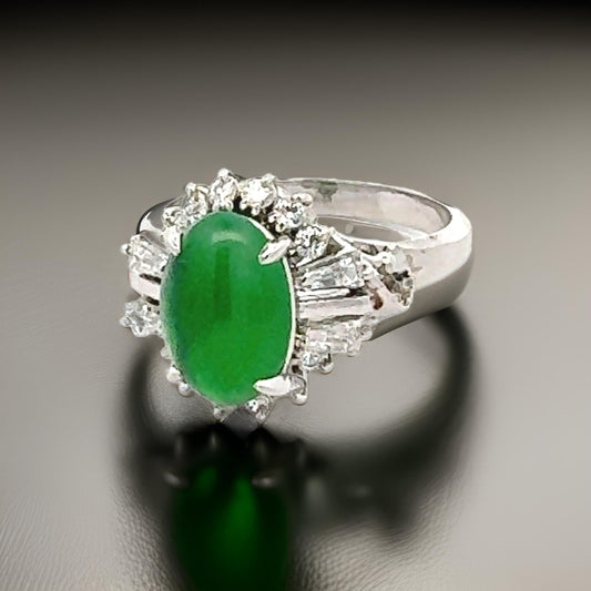 Estate 2.00 ct Jadeite Diamond Platinum Ring 14820