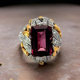 Estate Custom Design 8.00 ct Rubellite & 2.00 cttw Diamond 18K White Gold Ring 15046