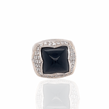 Bvglari Onyx, Diamond and 18K White Gold Ring