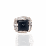 Estate Italian Designer Bvglari Onyx 1.35 cttw Diamond Ring 11972