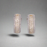 Diamond 14K White and Yellow Gold Huggie Earrings