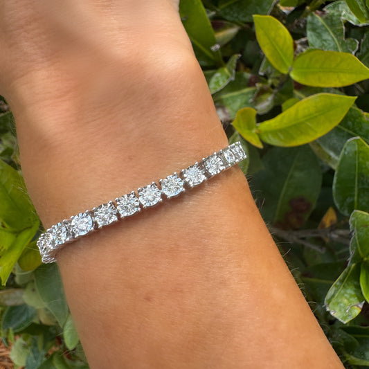 Diamond Illusion Tennis Bracelet 3.05cttw 14k White Gold