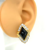 Estate 2.50 cttw Diamond 11.00 cttw Onyx Faceted Earrings 13381