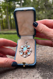 Estate Tiffany & Company 4.75 cttw Diamond 9.50 cttw Opal Platinum & 18K Yellow Gold Pendant Orginial Box Circa 1900 14284