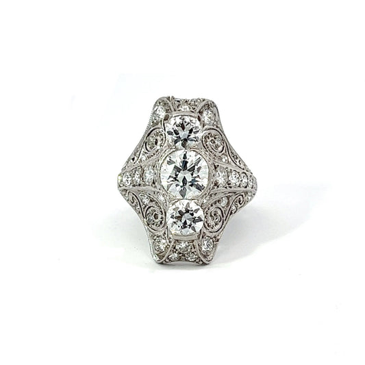 Estate Art Deco 1.63 cttw Diamond Filigree Platinum Ring 14280