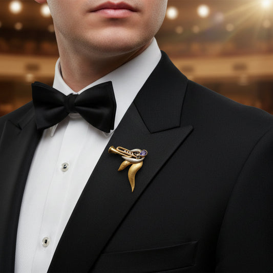 Designer Kazuo Ogana diamond, Tanzanite and Black Enamel Platinum and 18kt Yellow Gold Pendant/Brooch