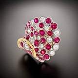 Estate Italian Designer Ruby Diamond Ring 12019