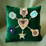 Estate Multi Gemstone 14K Yellow Gold Brooch 15664