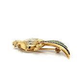 Estate Bird Diamond Sapphire Emerald Brooch 13290