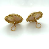 Estate Circa 1990 Mabe Blister Pearl 18K Gold Earrings 13868