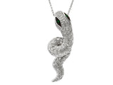 E.H. Collection .69 cttw Diamond and Emerald Snake Pendant with Chain 12921