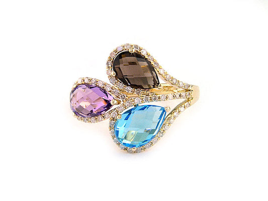 Effy Amethyst, Blue Topaz, Smoky Quartz, Diamond and 14K Yellow Gold