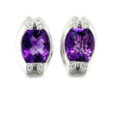 New Designer Rina Limor 17.07 ct Amethyst .58 cttw Diamond Earrings 13766