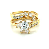 Estate Bridal Set .57 ct Round Brilliant Cut Center Diamond .90 cttw Ring 13886