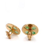 Estate Carved Jade & 14K Yellow Gold Cuff Links 30mm 13776