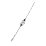 Art Deco Diamond and Burma Sapphire Platinum Watch