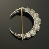 Victorian Crescent Moon Diamond Platinum/18K Yellow Gold Brooch