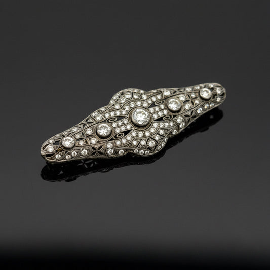 Art Deco Diamond Platinum Bar Brooch