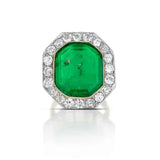 California Estate 10.41ct Colombia Emerald (GIA) 3.75 OMC Diamond Halo Ring 15325 Must See To Appreciate