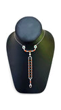 Art Deco Style Diamond, Coral, Emerald, Pearl and Onyx 18K White Gold Necklace