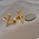 The Champion .58 cttw Diamond Yellow Gold Golf Tee Cuff Links 15447