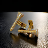 The Champion .58 cttw Diamond Yellow Gold Golf Tee Cuff Links 15447