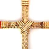 Estate "The Italian Holy Grail Coral Cross" 14K Yellow Gold Pendant 5" Inches Long 14294