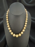 Golden South Sea Pearls 9 x 13mm 14k Yellow Gold Diamond Necklace