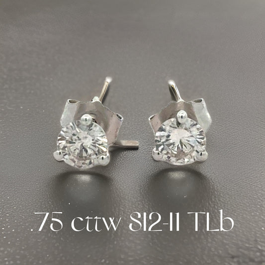Diamond Dealer Retirement Event Champagne 0.75 cttw Round Brilliant Cut Diamond Stud Earrings 15580