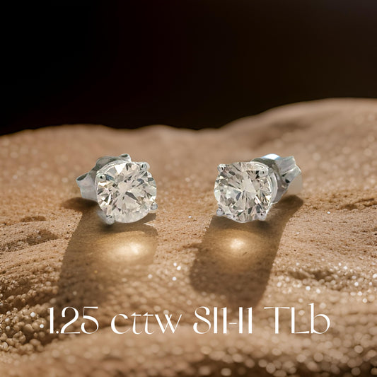 Diamond Dealer Retirement Event Champagne 1.25 cttw Round Brilliant Cut Diamond Stud Earrings 15593