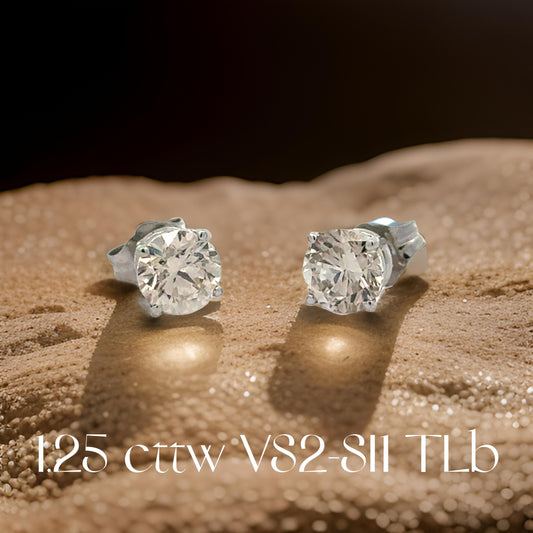 Diamond Dealer Retirement Event Champagne 1.25 cttw Round Brilliant Cut Diamond Stud Earrings 15592