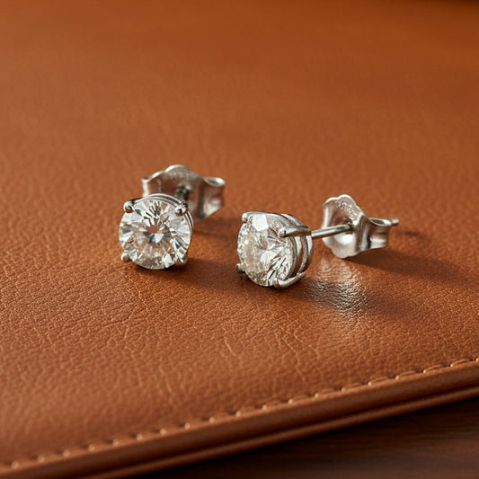 Champagne 1.00 cttw Round Brilliant Cut Diamond Stud Earrings