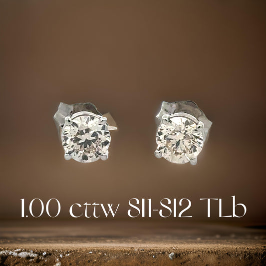 Diamond Dealer Retirement Event Champagne 1.00 cttw Round Brilliant Cut Diamond Stud Earrings 15591