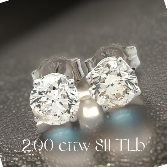 Diamond Dealer Retirement Event Champagne 2.00 cttw Round Brilliant Cut Diamond Stud Earrings 15600