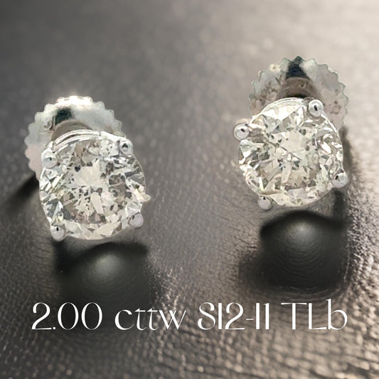 Diamond Dealer Retirement Event Champagne 2.00 cttw Round Brilliant Cut Diamond Stud Earrings 15598