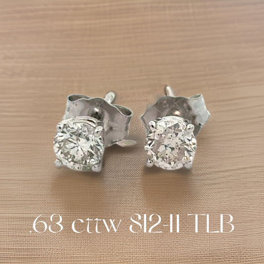 Diamond Dealer Retirement Event Champagne 0.63 cttw Round Brilliant Cut Diamond Stud Earrings 15578