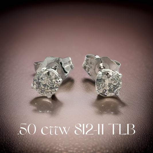 Diamond Dealer Retirement Event Champagne 0.50 cttw Round Brilliant Cut Diamond Stud Earrings 15574
